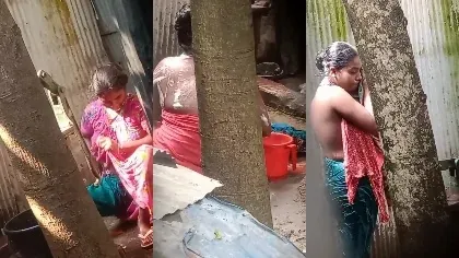 Desi Wife Bathing Hot Boobs Secrelty Recorded By Neighbor