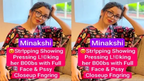 Minakshi Beautiful Innocent Chashmish Cutie Stripping Showing Pressing Boobs with Full Face