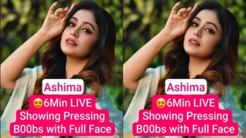 Beautiful Model ASHIMA Latest Most Exclusive 6Min Premium Live - Showing Pressing Boobs with Full Face