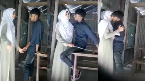 Muslim Girl with Her Boyfriend - Kissing And Fun