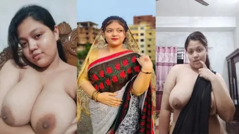 Milf Busty GF Saree Teasing Showing Pressing Boobs Leak
