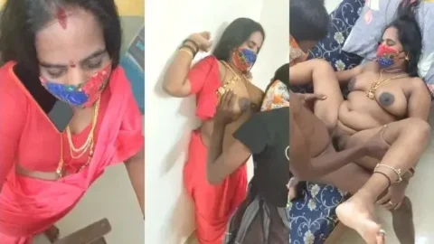Masked Desi Bhabhi Threesome Sex with Devar MMS Video MMS