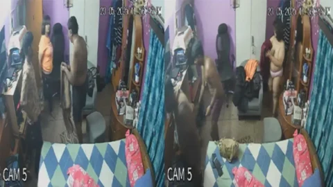 Desi Stepmother Fun with Son Threesome CCTV 2