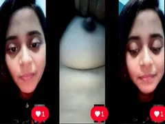 CUTE YOUNG GF SHOWING PERKY BOOBS HAIRY PUSSY ON VC