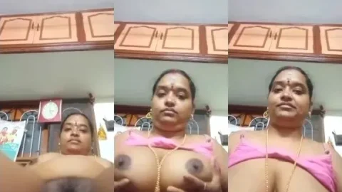 Tamil MILF Nude Show Squeezing Her Giant Boobs and Pinching Hard Nipples Video MMS