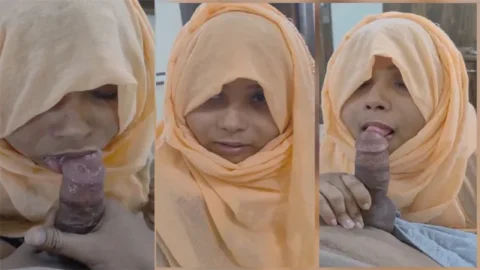Hijabi Wife Giving Blowjob To - Lover and Talking Cum in Face