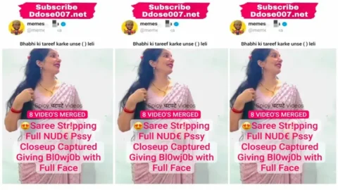 Desi Bhabhi Latest Trending Viral Saree Stripping - Full Nude Pssy Closeup Captured - Giving Blowjob with Full Face Mms Video