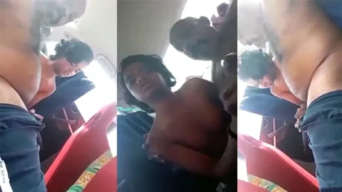 Young Slim Girl with Old uncle inside car 2