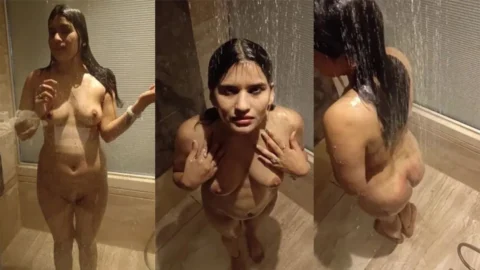 Desi Cute Bhabhi in Shower Sucking Cock