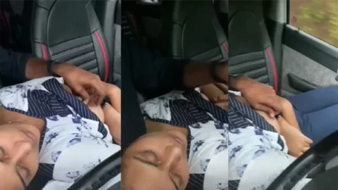 Cute Babe Boobs Pressed in Running car 2
