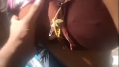 Desi wife reveals big boobs to aunty's lover during late ...