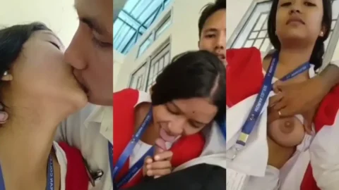 Desi College Girlfriend Blowjob and Tit Sucking in Uniform Video MMS