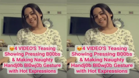 Desi GF Teasing Showing Pressing Boobs Making Naughty Handjob Blowjob