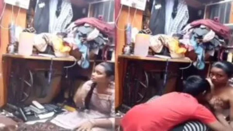 Desi boobs press and sucking in tailor shop Desi Porn MMS