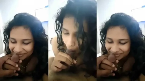 Leaked MMS of Curly Hair Mallu Girlfriend Sucking Boyfriend's Cock and Swallowing Cum Video MMS