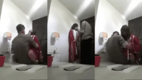 Horny Govt Employees Risky Office Bathroom Quickie Red Suit Girl Rides Gets Floor Missionary Desi Porn MMS