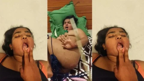 Lankan Chubby Wife Blowjobs Fucked in Two Holes Using Brinjals Desi Porn MMS