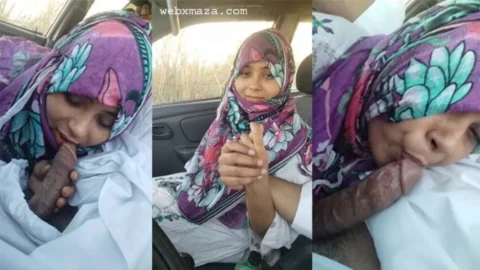 Hijabi Wife Giving Blowjob To Lover in The Car Desi Porn MMS