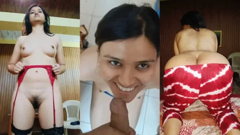 Desi Girlfriend Shows Big Ass and Hairy Pussy Before Blowjob and Fucking Video MMS