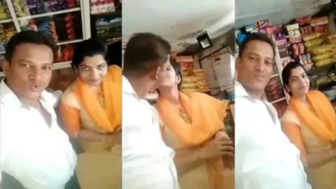 Famous Shop Keeper Affair With Hot Bhabhi Smooching Hard Desi Porn MMS