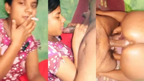 Nude Desi Girlfriend Smoking Cigarette While Giving Sloppy Blowjob Leaked MMS Video MMS