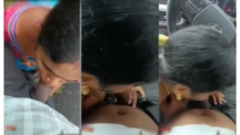 Chennai dusky aunty giving blowjob to her secret lover in car Desi Porn MMS
