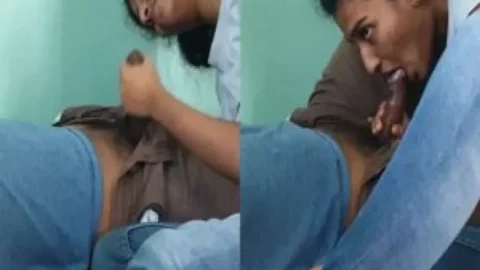 Virgin Desi college girl giving blowjob to lover Desi Porn MMS