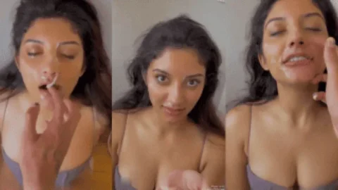 Nasty Desi NRI Girl Face Drenched in White Guys Cum Fed with Fingers Desi Porn MMS