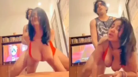 Desi Girlfriend with Big Boobs Giving Blowjob Fucked hard by BF Desi Porn MMS