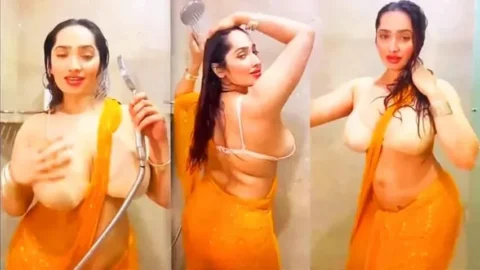 Aditi Mistry's Nipples Poking Through Wet Saree in Leaked Live Stream Video MMS