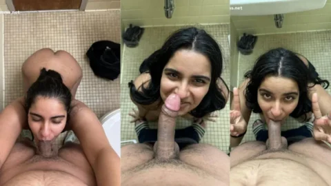 Extremely beautiful NRI babe sucking pics and video in bathroom with amazing eye contact Desi Porn MMS
