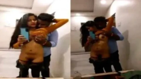Indian lovers hot foreplay sex in front of mirror Desi Porn MMS