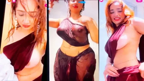 Aditi Mistry Exposes Nude Boobs Hard Nipples in a Wet Saree Leaked Live Video Video MMS