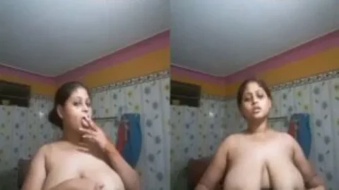 Smoking Bhabhi showing her super big boobs Desi Porn MMS