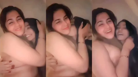 Desi Lesbian Lovers Kissing and Squeezing Naked Tits in Bed Video MMS