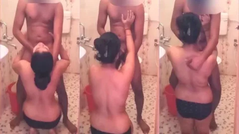 Horny Desi Wife Sucks Hubby's Big Dick and Swallows Cum in Bathroom Video MMS